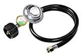 3 Feet Propane Regulator Hose with Propane Tank Gauge Universal Grill Regulator Replacement Parts, QCC1 Hose and Regulator for Most LP Gas Grill, Heater and Fire Pit Table, 3/8' Female Flare Nut