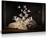 Panther Print Fine Art Prints Book Butterfly Paper cuts Artistic Framed Canvas Print, Pictures for Home Walls, Bedroom, Living Room & Bathroom Decor 61x41cm (24x16in)