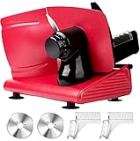 Meat Slicer for home use- Red, Adortec Electric Deli Food Slicer Machine with Extra Replacement Pack, Meat Cutter for Beef Jerky, Bread, Bacon and Cheese. Thickness Adjustable, Easy to Clean