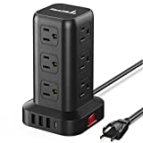 Extension Cord with Multiple Outlets Surge Protector Mini Power Strip Tower Travel 12 AC 4 USB (1 USB C) Power Strip with USB Ports Surge Protector Tower 6.5FT Overload Protection for Home Office