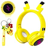 Kids Wireless Bluetooth Headphones,Cute Pikachu Over-Ear Headphones with Built-in Microphone,Wireless and Wired Headset for Phones,Tablets,PC,Laptop, for Boys Girls Toddler,Yellow