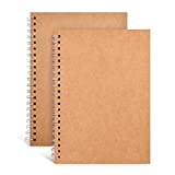 Blank Spiral Notebook with Soft Cover,Blank Journal,Blank Sketch Book Pad, Wirebound Notebook Planner Memo Notepads Diary with Unlined Paper,100 Pages/ 50 Sheets, 7.5 inch x 5.1 inch (Brown)