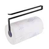 Usmascot Paper Towel Holder Dispenser Under Cabinet Paper Roll Holders (NO Drilling) for Kitchen Bathroom, Hanging Paper Towel Rack Hanger Over the Door, Humanized Design (Black)