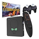 Super Console X King Game Console with 117000 Games,Compatible with PSP/PS1/MAME/ARCADE,EmuELEC 4.5/Android 9.0/CoreELEC 3 Systems,4K UHD Output, 2.4G+5G WiFi, Voice Remote Control,2 Gamepads(256GB)