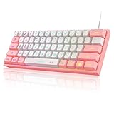 MageGee TS91 Mini 60% Gaming/Office Keyboard,Waterproof Keycap Type Wired RGB Backlit Compact Computer Keyboard for Windows/Mac/Laptop (White Pink)