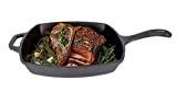 Jim Beam JB0217 10.5' Pre Seasoned Cast Iron Square Skillet for Grill, Gas, Oven, Electric, Induction and Glass', Black