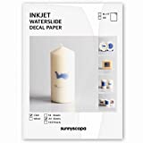 Sunnyscopa Waterslide Decal Paper for INKJET Printer - CLEAR, US LETTER SIZE 8.5'X11', 20 SHEETS - Personalized Water Slide Transfer - DIY Custom Printable Water-Slide Decals