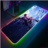 Gaming Mouse Pad Anime Kingdom Hearts Oversize Glowing LED Extended Mousepad XXL Gamer LED Colorful USB Laptop Keyboard Pad Anti-Slip Best for Cs Go Anime Gaming,39.4 X 19.7 Inch