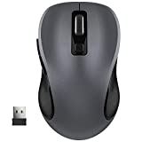 WisFox 2.4G Wireless Mouse for Laptop, Ergonomic Computer Mouse with USB Receiver and 3 Adjustable Levels, 6 Button Cordless Mouse Wireless Mice for Windows Mac PC Notebook (Grey)
