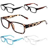 Gaoye 5-Pack Reading Glasses Blue Light Blocking,Spring Hinge Readers for Women Men Anti Glare Filter Lightweight Eyeglasses (#5-Pack Mix Color, 0.0)