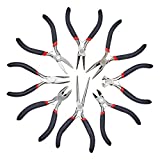 Pandahall 8-Piece Ergonomic Beading Tool Kit Jewelry Pliers Ferronickel Carbon-Hardened Steel Economical Tool Sets Beading Cutting Wrapping Joint Pliers Round Nose Flat Nose Bent Nose Pliers Black
