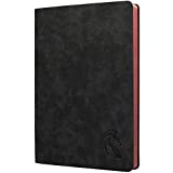 LeStallion Nice Black Leather Journal For Men / Women - 120 GSM Fountain Pen Notebook - 210 Numbered Pages, Table Contents | A5 Soft Cover Personal / Work Daily Journal | High End Luxury Notebook For Writing