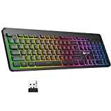 KLIM Light V2 Rechargeable Wireless Keyboard + New 2022 + Slim, Durable, Ergonomic + Backlit Wireless Gaming Keyboard for Laptop PC Mac PS4 PS5 Xbox One + Long-Lasting Built-in Battery