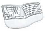 PEIOUS Ergonomic Keyboard, Bluetooth Keyboard Multi-Device Rechargeable with Split Keyboard Layout and Wrist Rest, USB Ergo Wireless Keyboard for Mac and Windows, Laptop, Computer, Silver