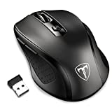 Wireless Mouse for Laptop,WEEMSBOX 2.4G Computer Mouse Ergonomic Mouse with USB Receiver, Finger Rest, 5 Adjustable DPI Levels, 2400DPI USB Mice for Laptop Chromebook Notebook MacBook Computer,Black