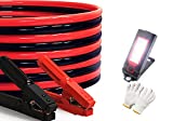 AUTOGEN Heavy Duty Jumper Cables 0 Gauge x 25Ft 1000AMP Smart Booster Cables with Carry Bag and Light and Safety Gloves