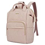 BAGSMART Womens Laptop Backpack 15.6 Inch Cute College Backpacks High School Book Bag, Teacher Doctor Nurse Backpacks for Women Work, Travel, Daily, Gifts for Women(Pink)