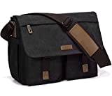 Messenger Bag for Men,Vaschy Water Resistant Canvas 14inch Laptop Shoulder Commuter Bag for Men and Women Dark Gray