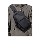 Small Black Sling Crossbody Backpack Shoulder Bag for Men Women, Lightweight One Strap Backpack Sling Bag Backpack for Hiking Walking Biking Travel Cycling USB Charger Port-Nylon