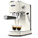 Laekerrt Espresso Machine, 20 Bar Coffee Maker CMEP02 with Commercial Milk Frother Steamer, Home Expresso Coffee Machine for Latte and Cappuccino (Pear White, Stainless Steel) Gift for Coffee Lovers