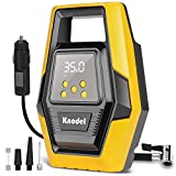 Knodel Air Compressor, Air Pump for Car Tires, Portable Air Compressor, 12V DC Auto Tire Pump with Digital Pressure Gauge, Car Air Pump with Emergency LED Light, 2021 Upgrade