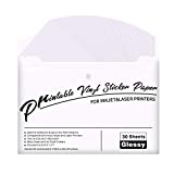 JANDJPACKAGING Printable Vinyl for Inkjet & Laser Printer - 30 Pack Printable Vinyl Sticker Paper Glossy White - Standard Letter Size 8.5'x11'