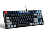 75% Mechanical Gaming Keyboard with Red Switch, MageGee LED Blue Backlit Keyboard, 87 Keys Compact TKL Wired Computer Keyboard for Windows Laptop PC Gamer - Black/Grey
