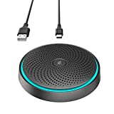 USB Conference Microphone for Computer, 360°Omnidirectional Condenser PC Mic Pick Up Voice 10ft,One-Key Mute,Plug & Play Laptop Desktop Microphone for Video Meeting,Skype,Zoom,Gaming(Windows/Mac OS)