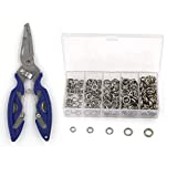 Pack of 201pcs Fishing Stainless Steel Split Rings 5 Sizes and Plier Set, Split Ring Capable of withstanding Large tensile Force and Fishing Plier Tool Kit for Saltwater Fishing Lure Connectors