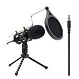LOOYUAN Condenser Recording Microphone 3.5mm Plug and Play PC Microphone, Broadcast Microphone for Computer Desktop Laptop MAC Windows Online Chatting Podcast Skype YouTube Game