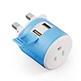 UK, Ireland, Dubai Travel Plug Adapter by OREI with Dual USB - USA Input + Surge Protection - Type G - (U2U-7), Will Work with Cell Phones, Camera, Laptop, Tablets, iPad, iPhone and More