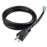 Pinfox 6ft 12 Gauge 3 Prong Heavy Duty Replacement Power Supply Cord Cable 110V 115V 120V Pigtail for Appliance, NEMA 5-15 Plug US SJT 12AWG (12/3)