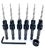 FTG USA Countersink Drill Bit Set 6 Pc #6 (9/64') Wood Countersink Drill Bit Pro Pack Countersink Set, Tapered Countersink Bit, 1 Stop Collar, Hex Wrench, Woodworking Countersink Drill Bits