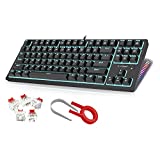 Mechanical Gaming Keyboard, E-YOOSO TKL Wired Mechanical Keyboard, 87 Keys Red Switches Keyboard with Blue Backlit & RGB LED Sidelight, Water-Resistant Gaming Keyboard for PC, MAC, PS5 Gamer