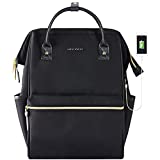 KROSER Laptop Backpack 15.6 Inch Stylish School Backpack Doctor Bag Water Repellent College Casual Daypack with USB Port Travel Business Work Bag for Men/Women-Black