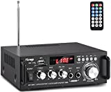 Facmogu 298A Wireless Bluetooth 5.0 Stereo Audio Amplifier, RMS 40Wx2 Max 300Wx2 Power Amp 2 Channel Stereo Receiver for Home Theater Speakers, Bass & Treble Control, USB/SD/RCA/MIC/FM in, Remote