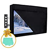 Outdoor TV Cover with Front Flap for Watching TV on Rainy Days, Convenient Use without Remove, Durable TV Cover with Free Cleaning Cloth (65-70 inch, Black)