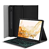 JUQITECH Backlit Keyboard Case for Samsung-Galaxy-Tab S8 S7 11 Case with 7 Color Backlit Wireless Detachable Keyboard for Galaxy Tab S8 SM-X700/X706 2022 S7 SM-T870/T875/T876 2020 11' Tablet Cover