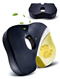 Coccyx Orthopedic Seat Cushion, TIGUTEC Hemorrhoid Relief Memory Foam Office Chair Non-Slip Sitting Pillow Tailbone Sciatica Lower Back Pain Relief for Car, Wheelchair, Computer Desk Chair Black