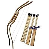 Adventure Awaits - 2-Pack Handmade Wooden Bow and Arrow Set - 20 Wood Arrows and 2 Quivers - for Outdoor Play