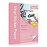 Premium Printable Vinyl Sticker Paper,Matte White 10 Self-Adhesive Sheets 8.5' x 11”,Waterproof Decal Paper for Making Labels&Crafts,Tear Resistant - Inkjet & Laser Printer