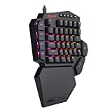 Redragon K585 DITI One-Handed RGB Mechanical Gaming Keyboard, Type-C Professional Gaming Keypad with 7 Onboard Macro Keys, Detachable Wrist Rest, 42 Keys (Black-Blue Switch)