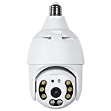 Eversecu 2K 4.0MP Wireless PTZ Security Camera with E27 Bulb Connector, Motion Auto Tracking, 2 Way Audio, Spotlight Night Vision, Tuya Smart Life WiFi CCTV Camera Work with Alexa & Google Home
