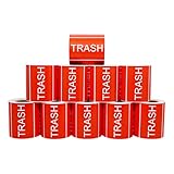 Aleplay Trash Disposal Label Stickers 2×3 Inch - Large Red Background/White Text Disposal and Trash Adhesive Labels - 300 Stickers Per Roll（10 Rolls）
