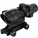 CRUSHUNT 4x32 Scope Red Chevron Fiber Scope Glass Etched Reticle Real Fiber Optics Scope