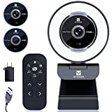 VITADE Zoomable Webcam with Remote Control, 1080P 60FPS Streaming Webcam with Ring Light and Microphone, Pro USB Webcam with 5X Digital Zoom Built in Privacy Cover for Zoom/Skype Teams/PC/Laptop/Mac