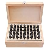 SEEKQUA 5/16 inch (8mm) Letter and Number Stamp Set, 36-Piece Carbon Steel Metal Stamp Set, alphanumeric Punching Set with Wooden case, for Metal, Jewelry, Leather, Wood