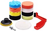Drill polishing kit, Buffing Polishing Pads, SPTA Car Foam Drill 3-Inch Buffing Pad,12 Pcs Polishing Pads Kit,Car Buffer Polisher Kit Drill Buffing Kit for Car Polishing,Waxing,Sealing Glaze