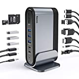 Baseus 17-in-1 USB C Docking Station to Cast on 3 Monitors, 4K USB C Dock Laptop Docking Station with 100W PD USB-C Port, 4K HDMI*3, USB 3.0 * 5, LAN, SD/TF Cards Reader, Audio Port for Windows, Mac