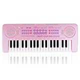 M SANMERSEN Kids Music Piano Keyboard 37 Keys Keyboard Piano Toys with 8 Rhythms/6 Demos Portable Mono Electronic Piano Keyboard Toy Gift for Beginners Girls Ages 3-8, Pink